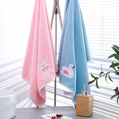 High Density Microfiber Coral Fleece Cute Animal Pattern Bath Towels Set for kid