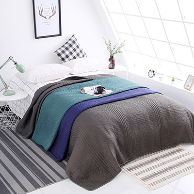 Pure Polyester Solid Color Jacquard Bedding Blanket Bedspread 