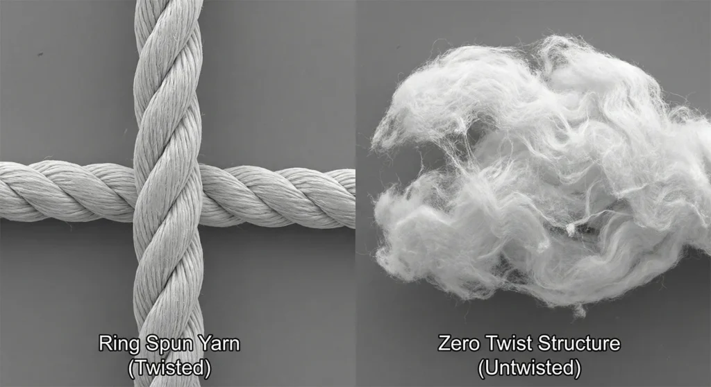 ring spun vs. zero twist
